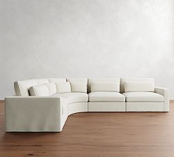 Westwood Square Arm Deep Seat Slipcovered 4-Piece Curved Wedge Sectional (156")
