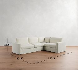 Westwood Square Arm Slipcovered 3-Piece Sectional (117")