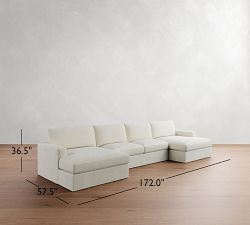 Westwood Square Arm Slipcovered Double Chaise Sectional (174"&ndash;186")