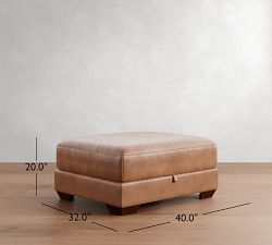 Big Sur Square Arm Leather Sectional Storage Ottoman