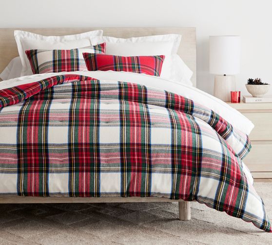 Stewart Plaid Flannel Reversible Comforter by Pottery Barn