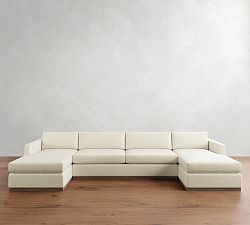 Carmel Slim Arm Wood Base Double Chaise Sectional (139"&ndash;171")
