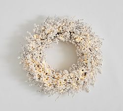 Faux Lit White Berry Wreath