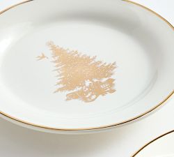 Holiday Metallic Tree Stoneware Appetizer Plates - Set of 8