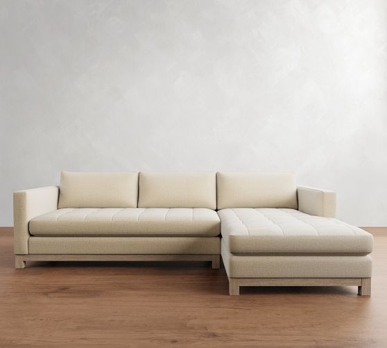Jake Tufted Seadrift Wood Base Chaise Sectional (110"-120") by Pottery Barn