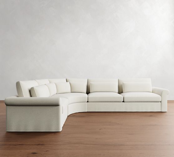 Westwood Roll Arm Deep Seat Slipcovered 4-Piece Curved Wedge Sectional (158") by Pottery Barn