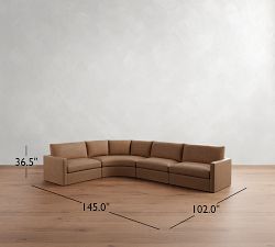 Westwood Slim Arm Leather 4-Piece Curved Wedge Sectional (145")