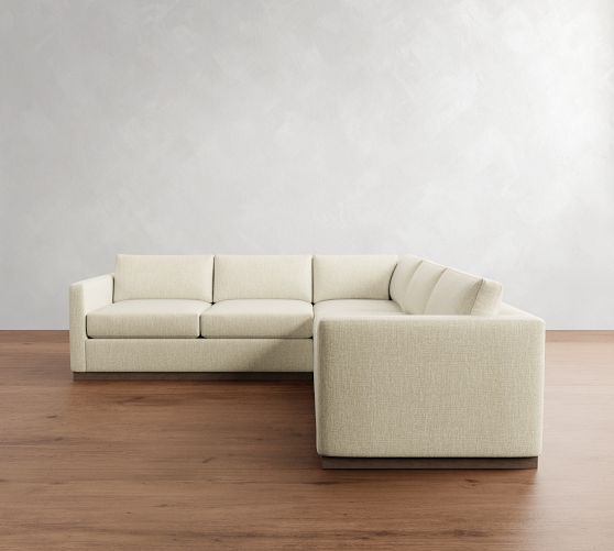 Carmel Slim Arm Wood Base 3-Piece L-Shaped Sectional (110") by Pottery Barn