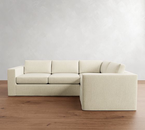 Carmel Wide Arm Slipcovered 3-Piece Sectional (113") by Pottery Barn
