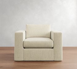 Carmel Wide Arm Slipcovered Swivel Chair