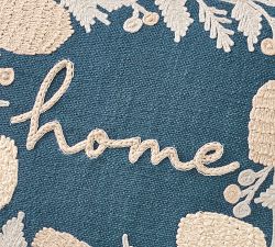 Home Wreath Embroidered Pillow
