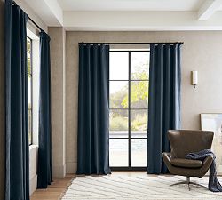Custom Velvet Twill Blackout Curtain - Steel Blue