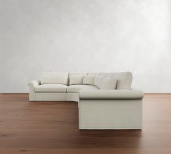 Westwood Roll Arm Deep Seat Slipcovered 4-Piece Curved Wedge Sectional (158")