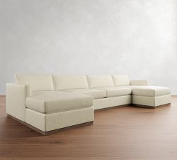 Carmel Slim Arm Wood Base Double Chaise Sectional (139"&ndash;171")