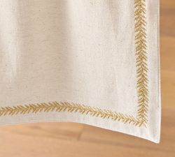 Gold Border Embroidered Cotton/Linen Table Runner
