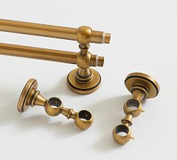 Open Box: Somorset Window Hidden Connection Room Darkening Double Rod, 48-88", 1.25" Diam - Burnished Brass