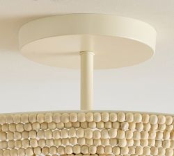 Montauk Wood Bead Round Flush Mount (24")