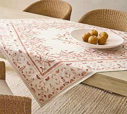 Terracotta Embroidered Cotton Table Throw