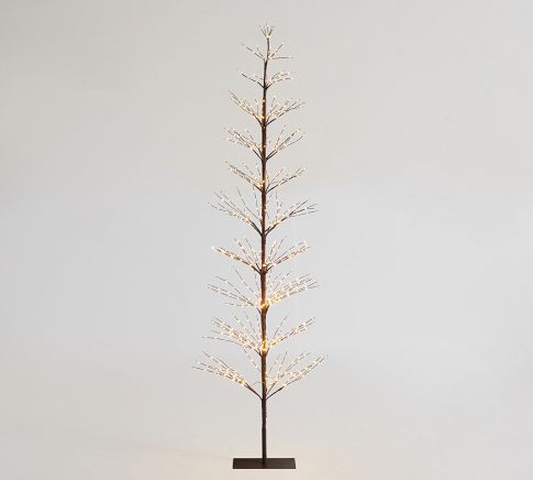 Lit Indoor/Outdoor Twinkling Twig Trees, 7 Ft. - Brown