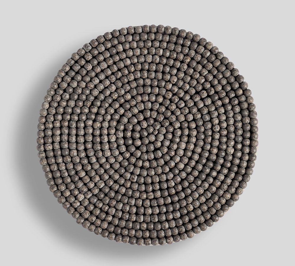 Beaded Charger Plates - Set of 4 - Charcoal