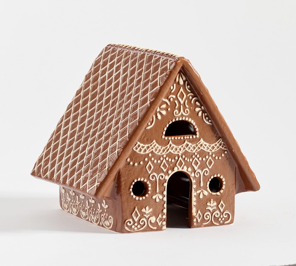 Handcrafted Gingerbread Village Houses - Medium, Brown