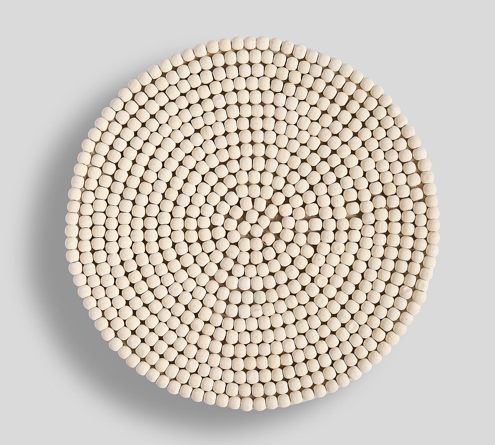 Beaded Charger Plates - Set of 4 - Set of 4 - White Wash