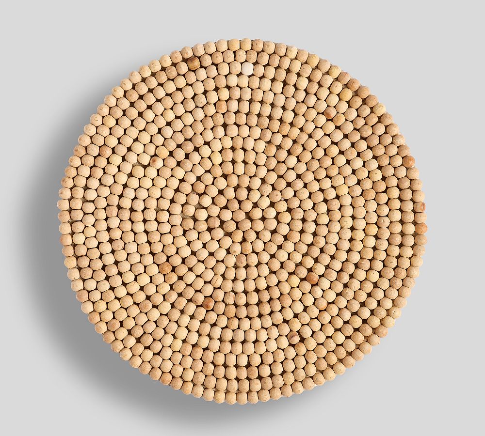 Beaded Charger Plates - Set of 4 - Set of 4 - Natural