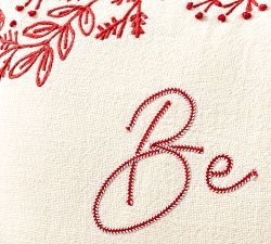 Be Merry Embroidered Lumbar Pillow Cover