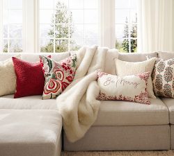 Be Merry Embroidered Lumbar Pillow Cover