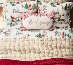 Be Merry Embroidered Lumbar Pillow Cover