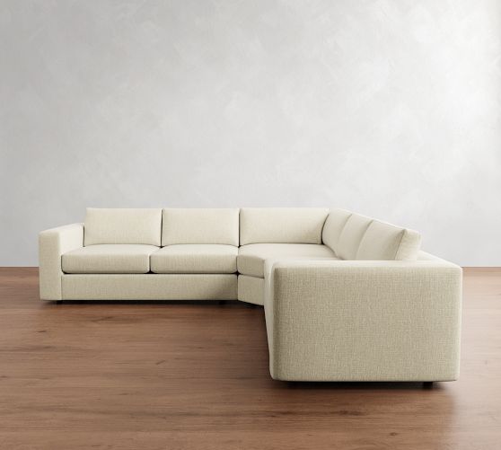Carmel Wide Arm 3-Piece L-Shaped Wedge Sectional (123"-129") by Pottery Barn