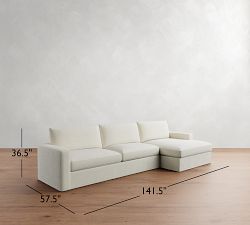 Westwood Square Arm Slipcovered Chaise Sectional (131"&ndash;149")