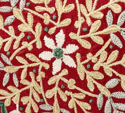 Winter Wreath Embroidered Lumbar Pillow Cover