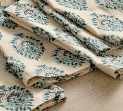 Amelia Block Print Cotton Napkins - Set of 4