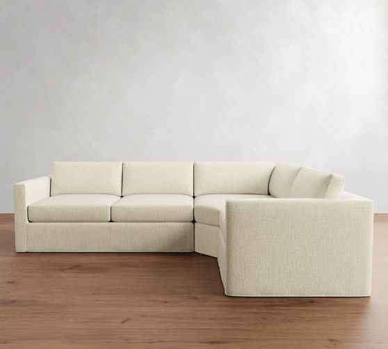 Carmel Slim Arm Slipcovered 3-Piece Wedge Sectional (120"&ndash;126")