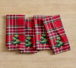 Elliot Plaid Embroidered Cotton Napkins - Set of 4