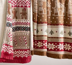 Gingerbread House Fair Isle Jacquard Throw