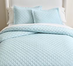 Open Box: Belgian Flax Linen Diamond Quilt, King/Cal. King - Sea Breeze