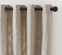 Open Box: Seaton Textured Cotton Grommet Blackout Curtain, 100" W x 108" L - Dark Flax