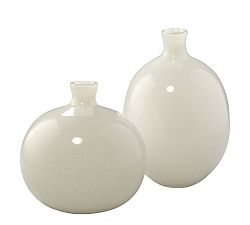 Vivienne White Glass Vases - Set of 2