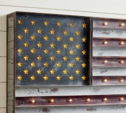 Lit Marquee American Flag