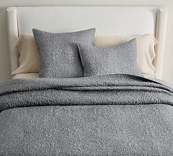 Open Box: Belgian Flax Linen Floral Stitch Quilt, Full/Queen - Marina