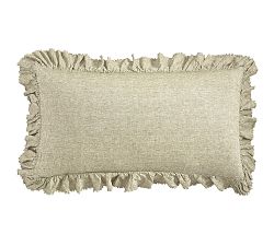 Open Box: Belgian Flax Linen Fringe Ruffle Sham, King Set of 2 - Aloe