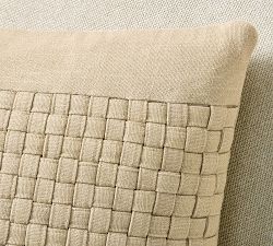 Basketweave Cotton Lumbar Pillow
