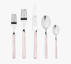 Open Box: Fantasia Italian Stainless Steel Color-Handled 5-Piece Flatware Set - Pale Rose