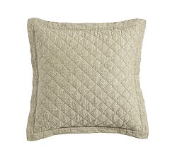 Open Box: Belgian Flax Linen Diamond Quilted Sham, Euro Set of 2 -  Aloe