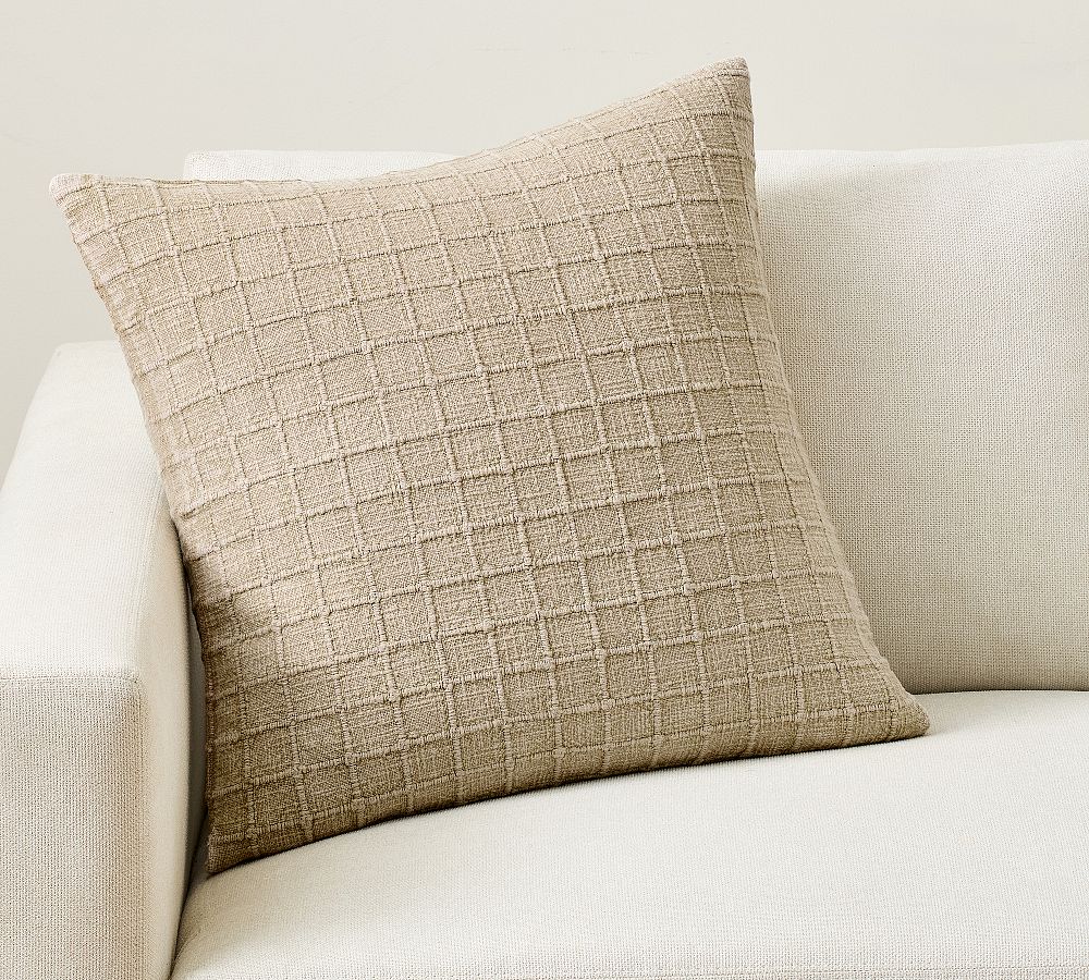 Palmer Windowpane Pillow - Flax, 22"