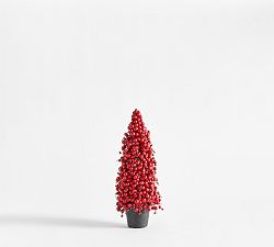 Open Box: Faux Potted Berry Cluster Cone Tree, Mini (18"H) - Red