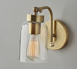 Open Box: Bianca Hand-Blown Glass Sconce (5") - Antique Brass