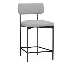 Open Box: Maison Upholstered Counter Stool (24") - Brushed Crossweave Light Gray, Antique Bronze